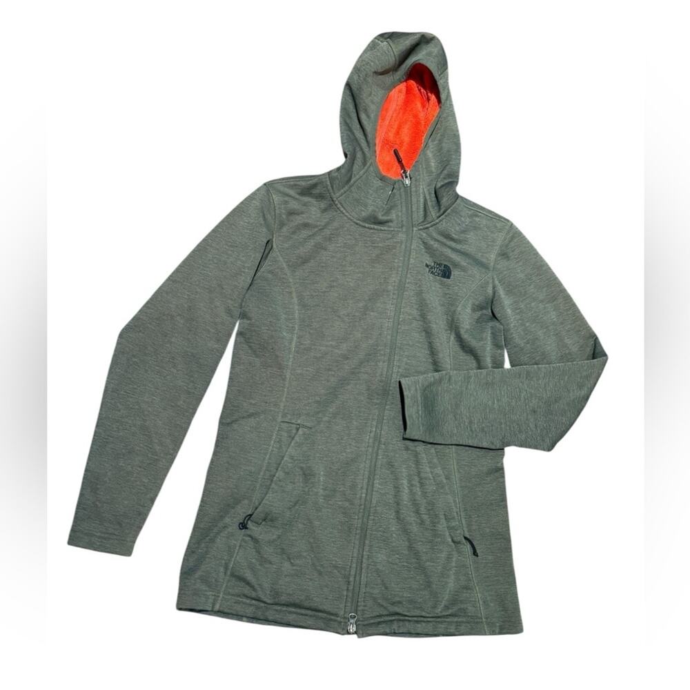 The North Face Olive Full-Zip Hooded Jacket/Coat Orange Lining Womens Medium